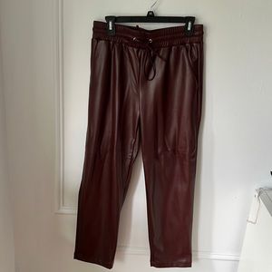NWT - Loft Pull On Faux Leather Slim Pants in Aubergine
